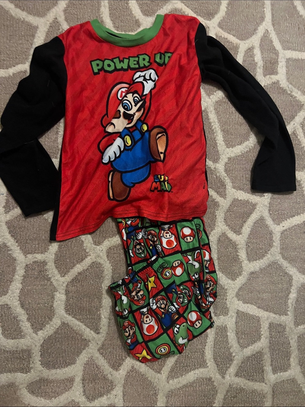 Super Mario 'Power Up' Kids Pajama Set - Red, Black, Green